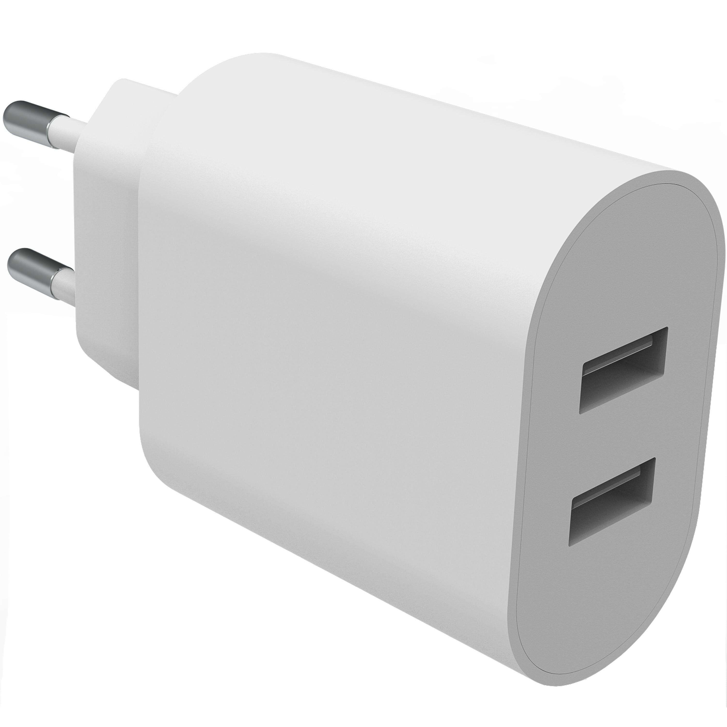 USB-lader Dubbel 4.8A Wit