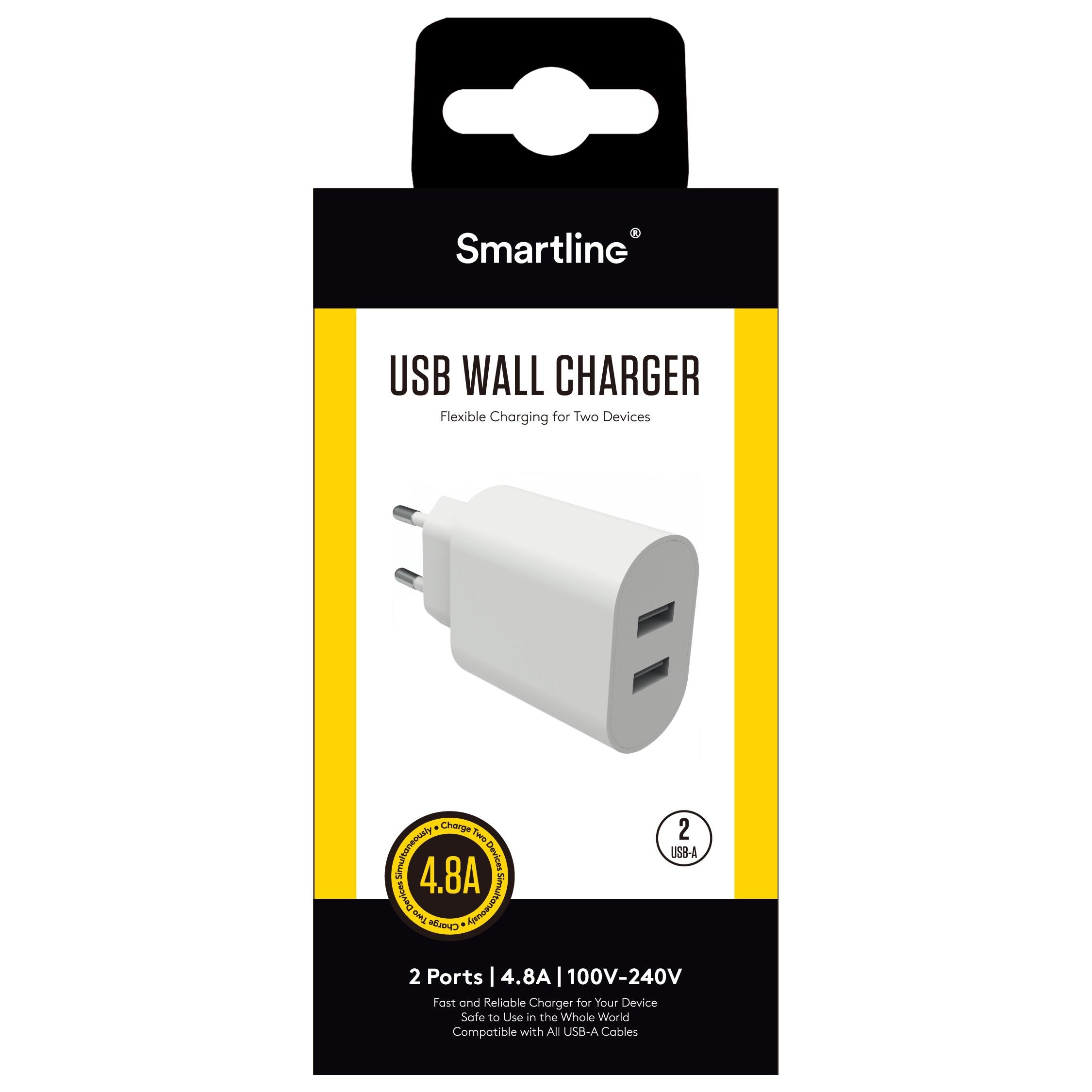 USB-lader Dubbel 4.8A Wit