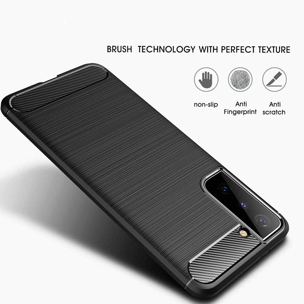 Hoesje TPU Brushed Samsung Galaxy S21 Zwart