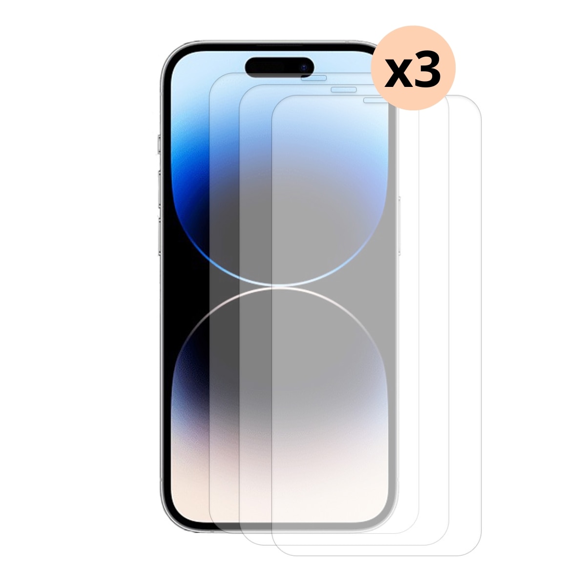 Set iPhone 14 Pro Max, Tempered Glas 0.3mm Screenprotector (3 stuks)