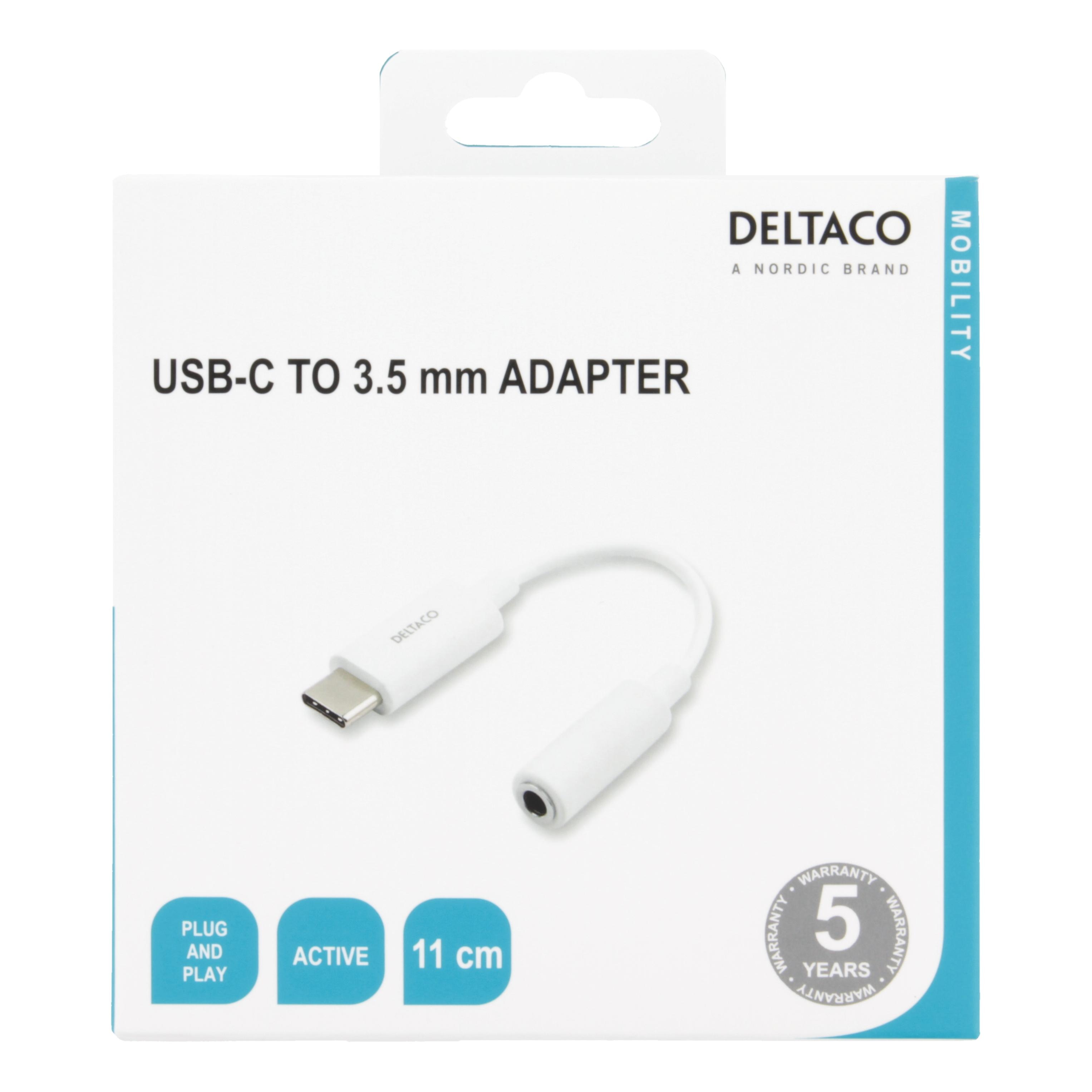 USB-C > 3.5 mm met DAC Adapter Wit