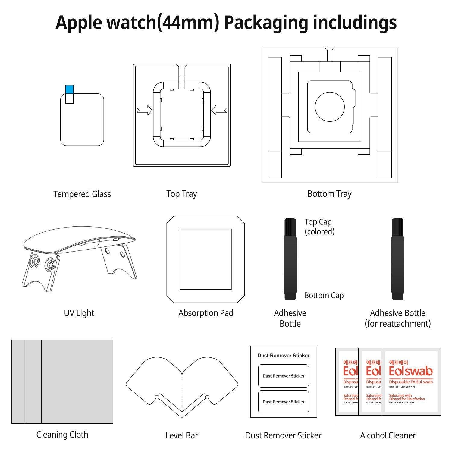 Dome Glass Screen Protector (2-pack) Apple Watch 44 mm